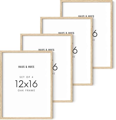 Haus and Hues 12"x16" Beige Oak Wood Picture Frame Set of 4 - 12x16 ...