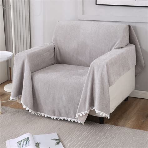 HOKIPO Chenille Sofa Cover Thick And Soft Throw 1 Seater,180(D)X 180(L ...