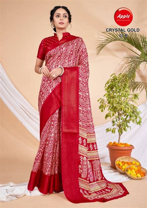Apple Crystal Gold 01 Designer Cotton Silk Saree Collection