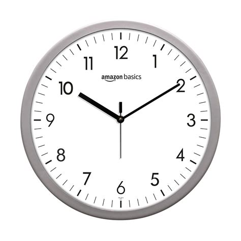 amazon basics Traditional Wall Clock, Nickel, 30.4 cm | Analog ...