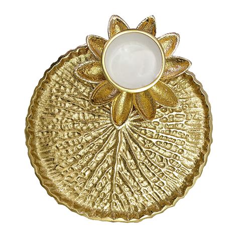 Buy Craftsman Pooja Golden Metal Designer Thali Inbuilt Flower Lotus ...