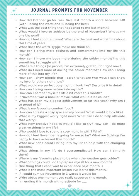 30 Free November Journal Prompts – The Anti-Burnout Club