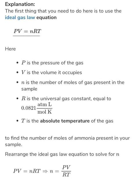 Ammonia reacts with oxygen according to the equation : 4NH3 + 5O2 4NO ...