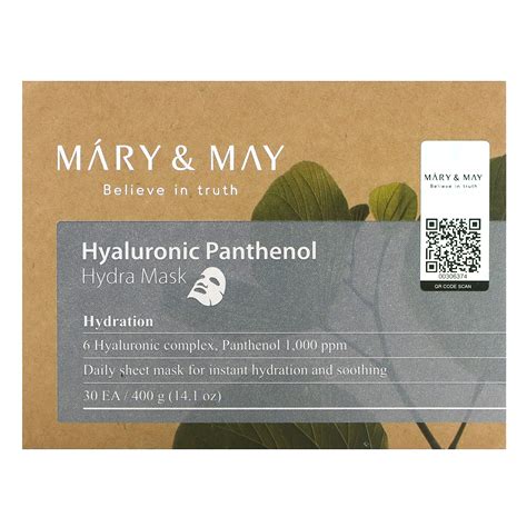Mary & May, Hyaluronic Panthenol, Hydra Beauty Mask, 30 Sheets, 14.1 oz ...