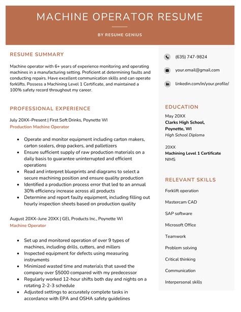 Machine Operator Resume Sample + 4 Writing Tips
