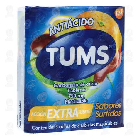 Tums Antiácido Tabletas Masticables Extra Surtido, 24 Tabletas (3 ...