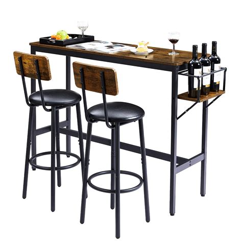 Tatub Bar Table and Chairs Set for 2, 3 Pieces Pub Dining Table Set ...