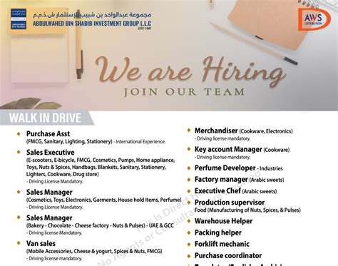 Abdulwahed Bin Shabib Investment Group Walk-in Interviews for Sales ...