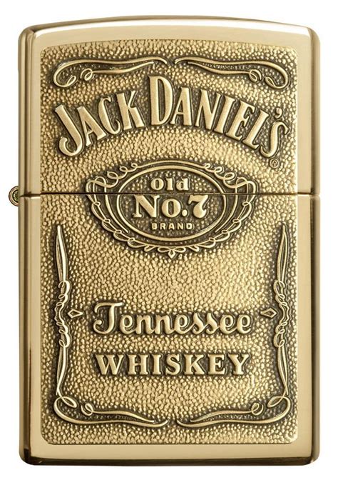 Zippo Jack Daniel's Tennessee Whiskey High Polish Brass Emblem Pocket ...