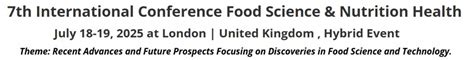 7th International Conference Food Science & Nutrition Health Tickets ...