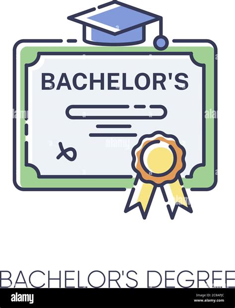 Bachelors degree RGB color icon. Successful university graduation document. Higher education ...