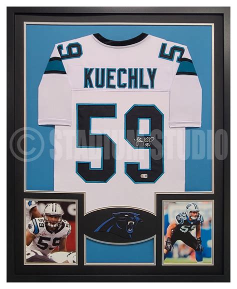 Luke Kuechly Autographed Framed Panthers White Jersey - The Stadium Studio