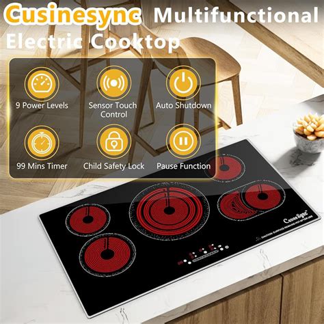 Cusinesync 36 Inch Built-In Radiant Electric Cooktop, 5 Burner India | Ubuy