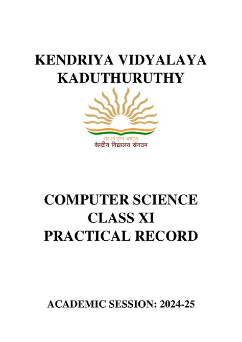 XI CS Record 2024-25(12 programs) - KENDRIYA VIDYALAYA KADUTHURUTHY ...