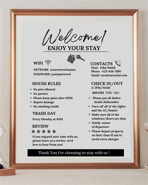 House Rules | Welcome Sign Template | Canva Template | Wifi Info Sheet ...