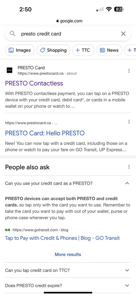 TTC Presto Card 的图像结果