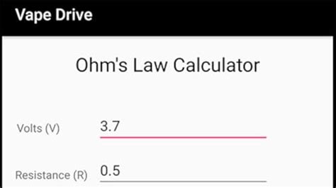 Vape Drive Ohm's Law Calculator - App on Amazon Appstore