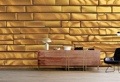 Buy Gold Brick Wallpaper for Walls – 3 Year Warranty