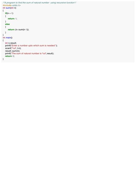 Image result for Recursive Function in C Add Sum