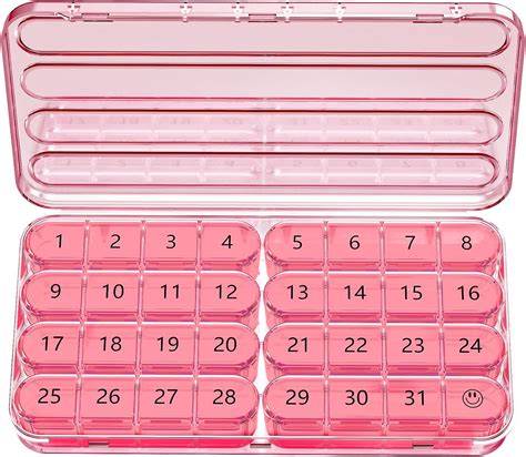 Amazon.com: Monthly Pill Organizer Once a Day - 30 Day Pill Organizer Box - Easy to Open - Large ...