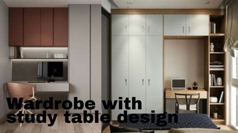Wardrobe with Study Table Design 的图像结果
