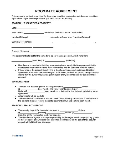 Free Roommate Agreement Template | PDF | WORD | RTF