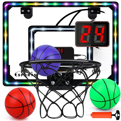 Amazon.com: Basketball Hoop Indoor for Kids,LED Light Mini Basketball ...