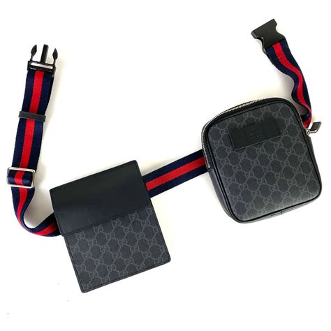 gucci canta erkek supreme waist strap bel deri siyah ikili yanyana