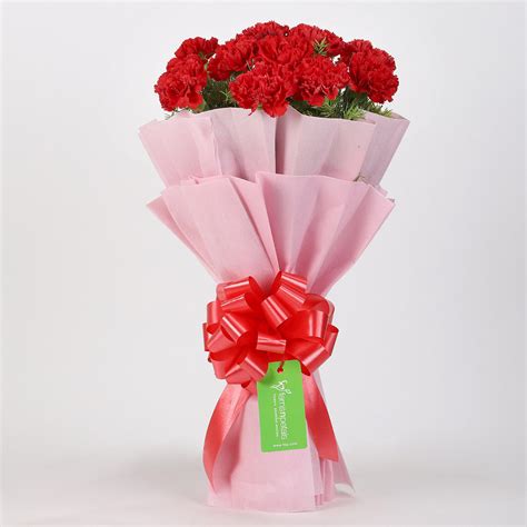 Online Ravishing 12 Red Carnation Bouquet Gift Delivery in Singapore ...