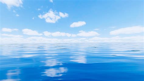 Sea or ocean with waves and clear sky with white clouds. Background or ...