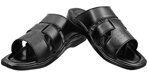 Marshal Men's Black Synthetic Leather Big Size Casual Chappals Sandals ...
