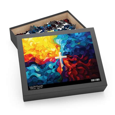 Colorful Cross Crucifix Art Puzzle, Christian Jigsaw Puzzle, Faith ...
