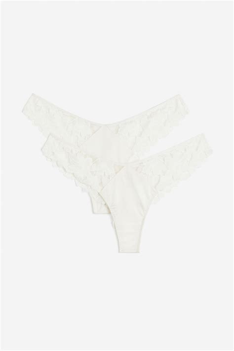 2-pack lace Brazilian briefs - White - Ladies | H&M IN