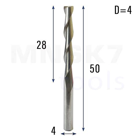 Frez uniwersalny dwupiórowy 2P | fi 4 x 28 x 50 | VHM CNC - Inna marka ...