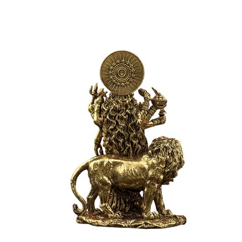 Brass Durga Maa Murti with Lion | 6" Standing Idol for Home & Navratri ...