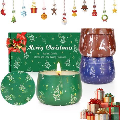 Amazon.com: Christmas Candles Gifts for Women 3 Pack Scented Candle ...