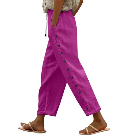 ZENFULYQE 2024 Linen Pants Women Petite Womens Capri Cargo Pants Cotton ...