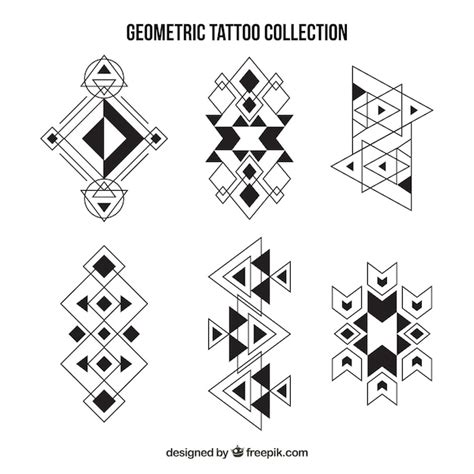 Collection of ethnic geometric tattoos | Free Vector