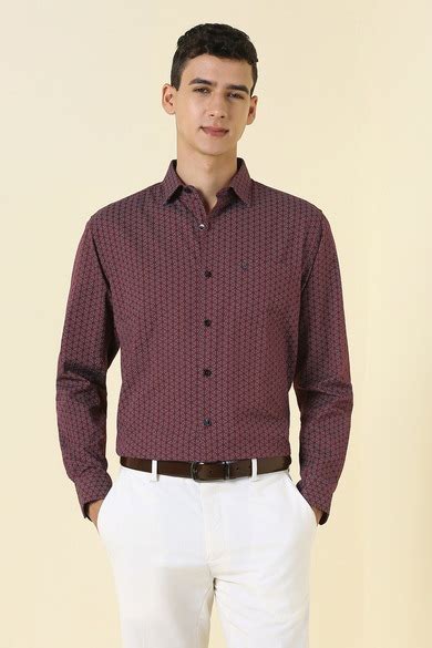 Buy Men Maroon Print Full Sleeves Formal Shirt Online - 40086223 ...
