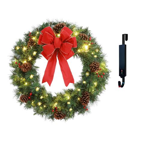 Amazon.com: Glowing Petals Solar Christmas Wreath Pre-Lit Solar 70 Led ...