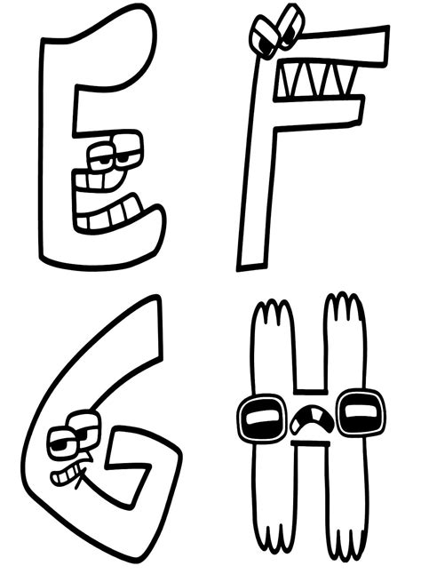 Dibujos de Letras E F G H de Alphabet Lore para Colorear para Colorear ...