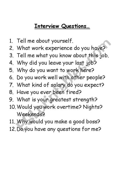 English Interview Worksheet 的图像结果