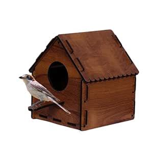 Cket Bird House Nest Box Wooden MDF Foldable for Sparrow, Hummingbird ...