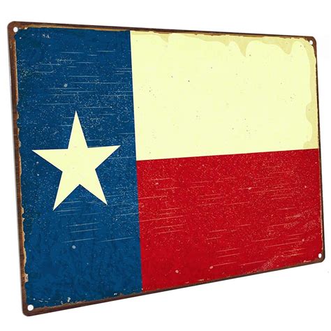 Texas Flag Metal Sign, Vintage Sign, Rustic Decor by OMSC : Amazon.in ...