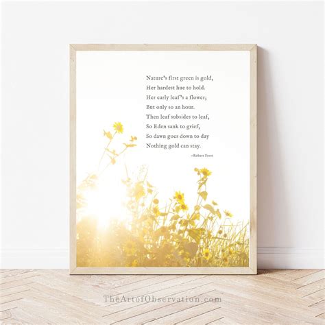 Nothing Gold Can Stay Poem Print Robert Frost Poetry Wall Art Print ...