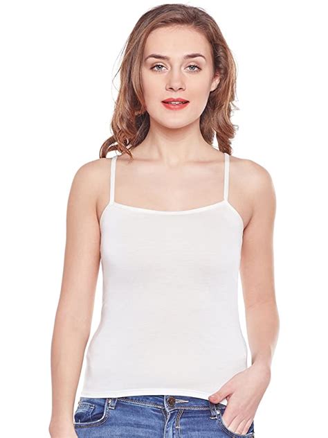 CAMEY Women's Girl's Cotton Spaghetti Tank Padded Top Slips Under Dress ...