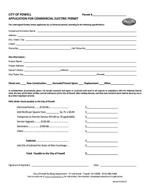 Fillable Online Commercial Low Voltage Electric Permit - City of Powell ...