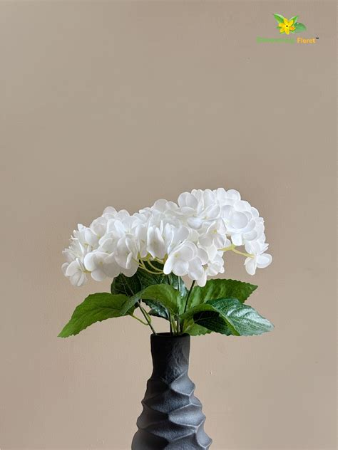 Artificial Hydrangea Flower Bunch | White | 42 cm