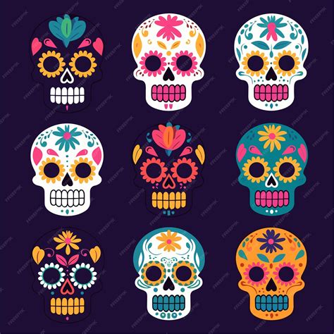 Premium Vector | Flat dia de muertos day of dead skulls collection vector