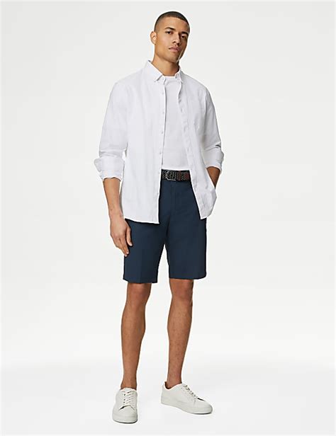 Buy Pure Cotton Checked Belted Chino Shorts at Marks & Spencer